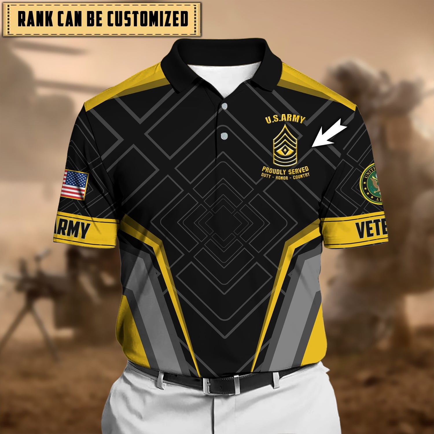 Premium Personalised U.S Multiple Service Veteran Polo Shirt