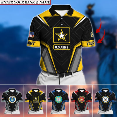 Premium Personalised U.S Multiple Service Veteran Polo Shirt