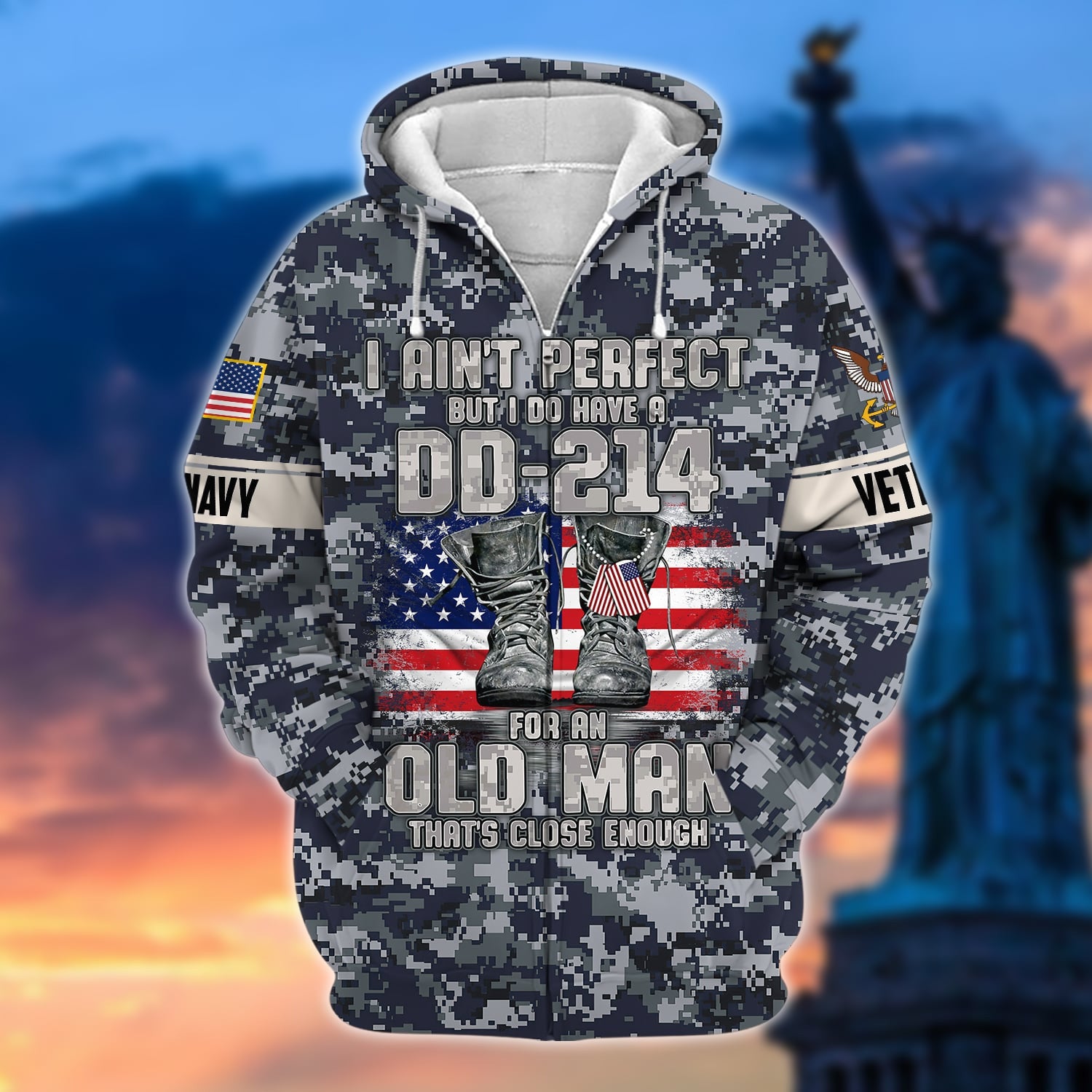 Premium U.S Multiple Service Veteran Zip Hoodie