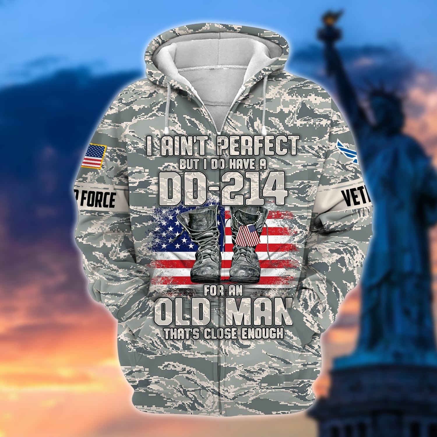 Premium U.S Multiple Service Veteran Zip Hoodie