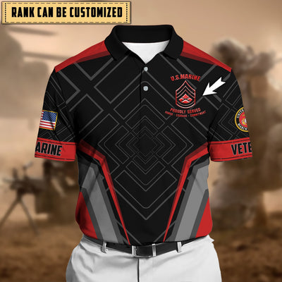 Premium Personalised U.S Multiple Service Veteran Polo Shirt