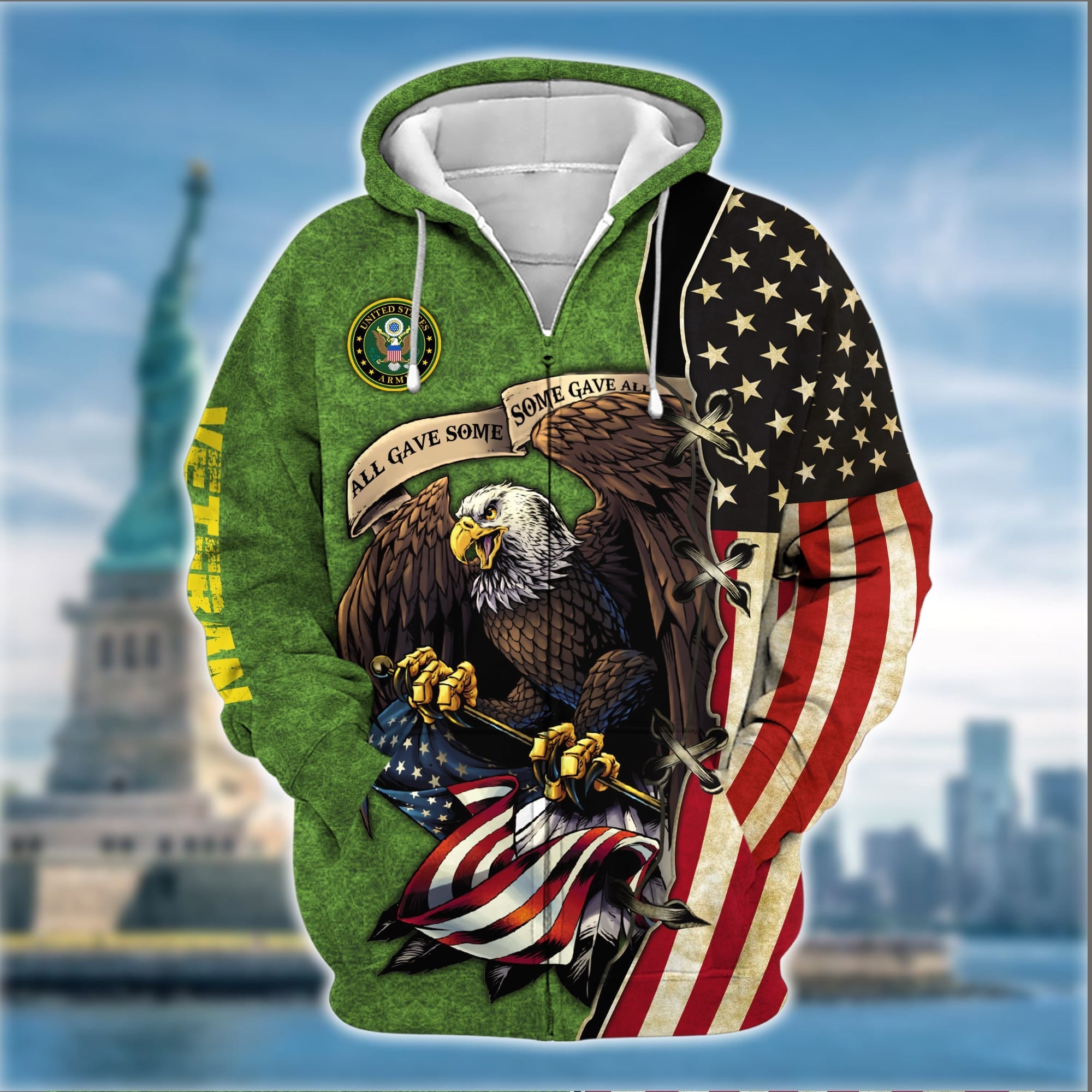 Premium U.S Multiple Service Veteran Zip Hoodie