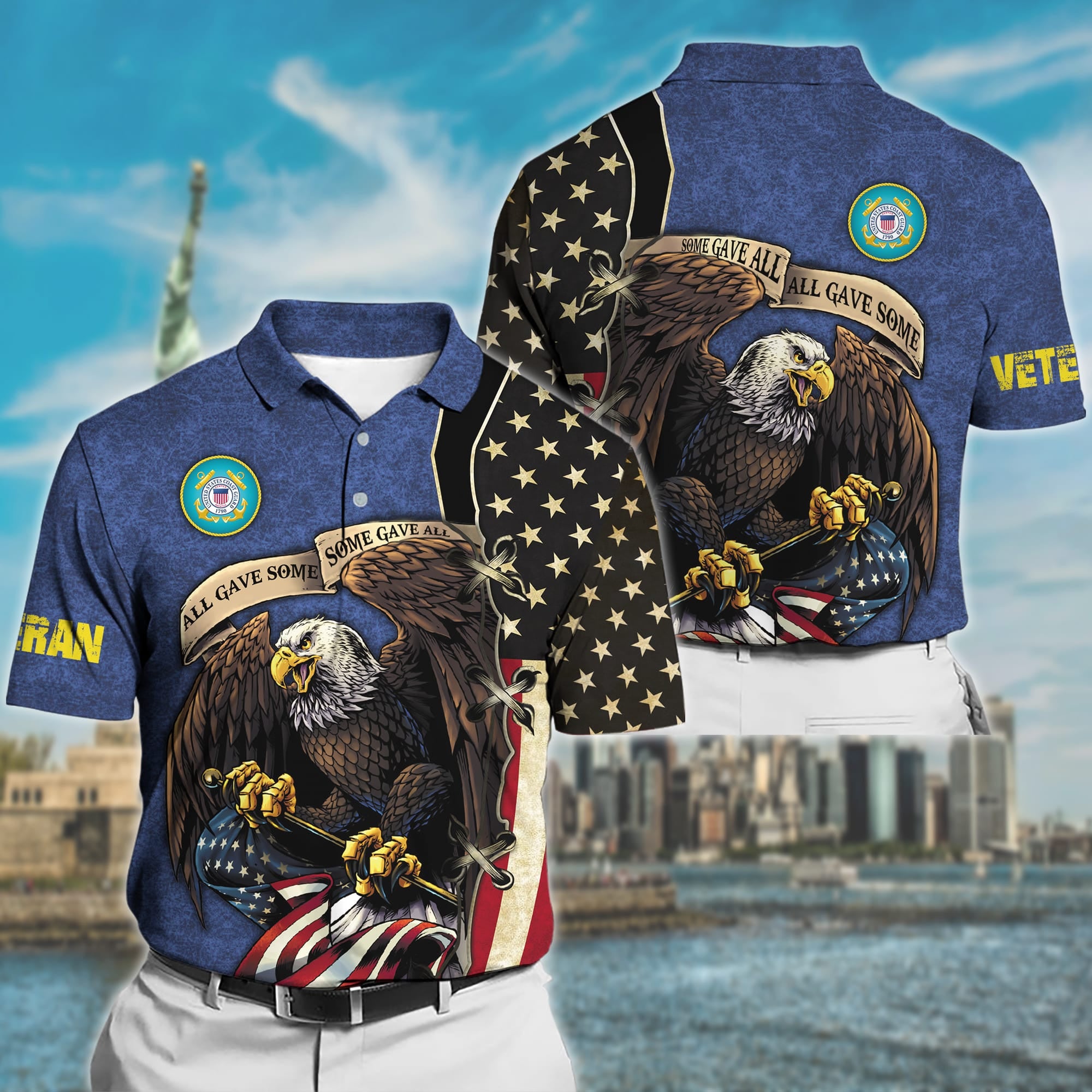 Premium U.S Multiple Service Veteran Polo Shirt