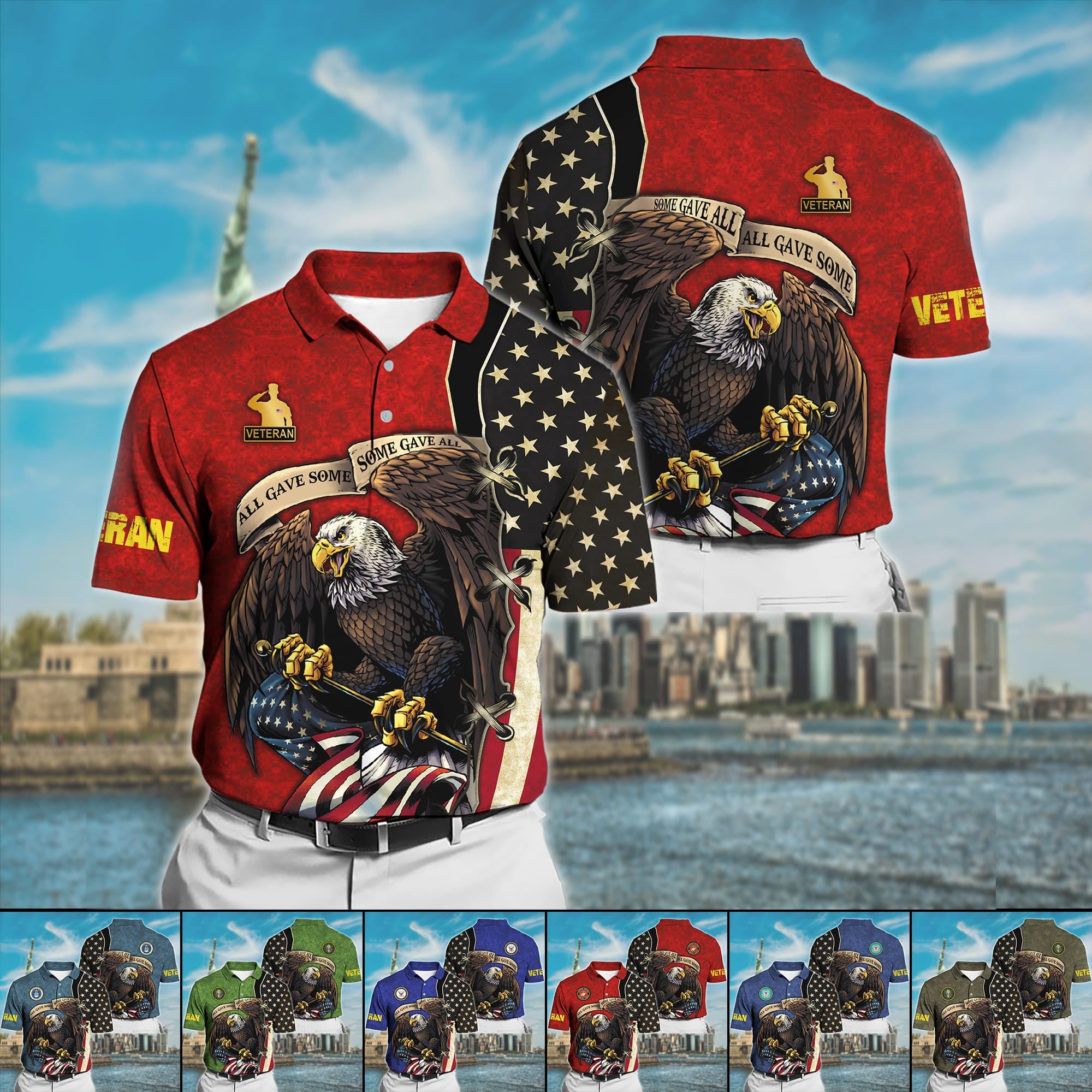 Premium U.S Multiple Service Veteran Polo Shirt