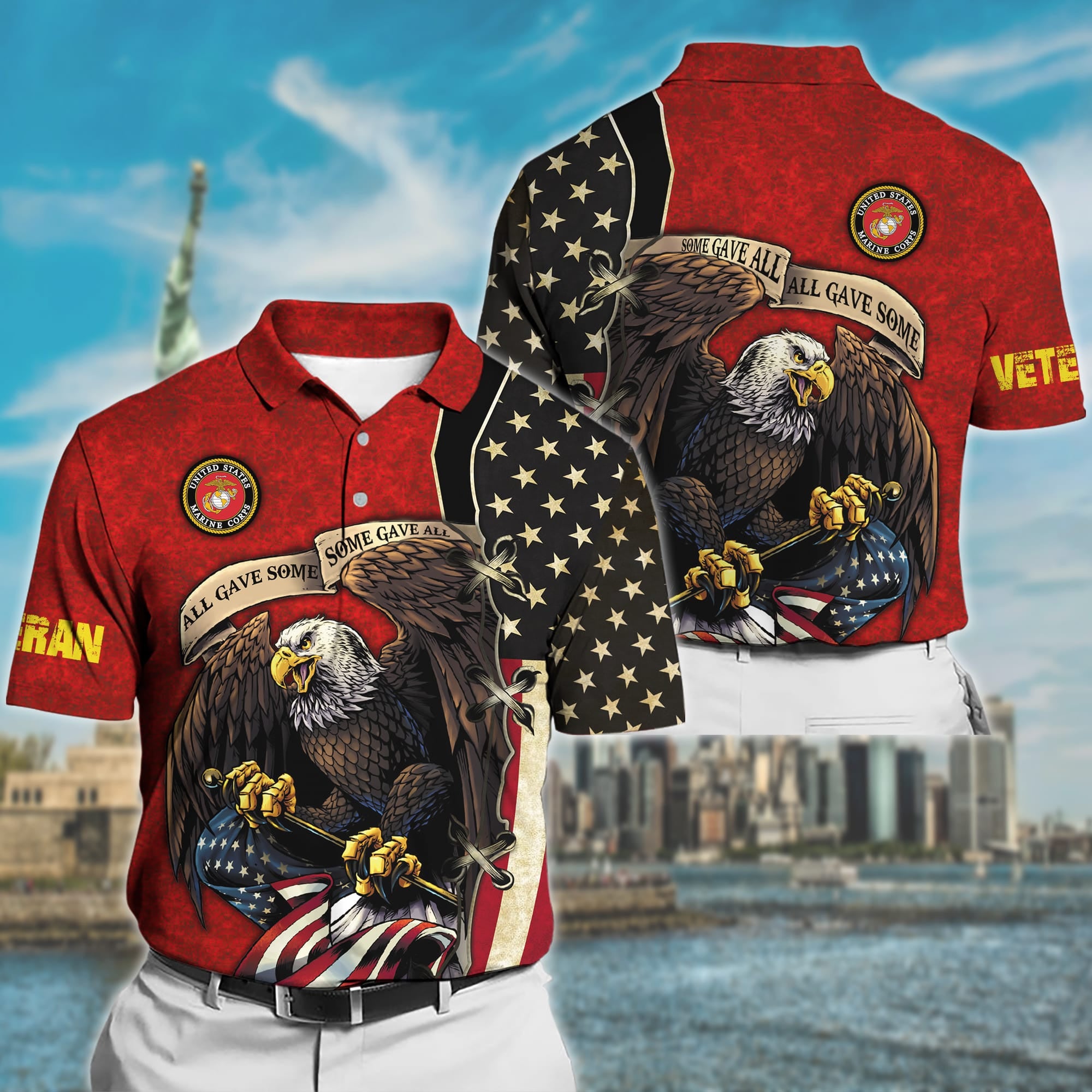 Premium U.S Multiple Service Veteran Polo Shirt