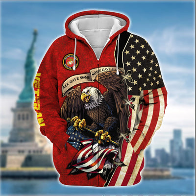 Premium U.S Multiple Service Veteran Zip Hoodie