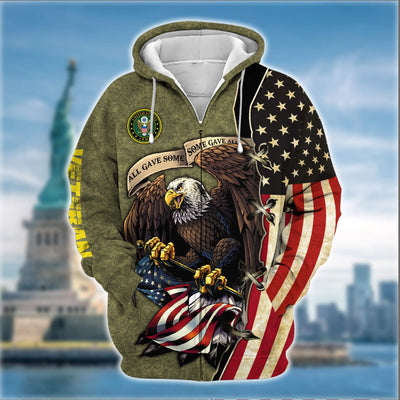 Premium U.S Multiple Service Veteran Zip Hoodie