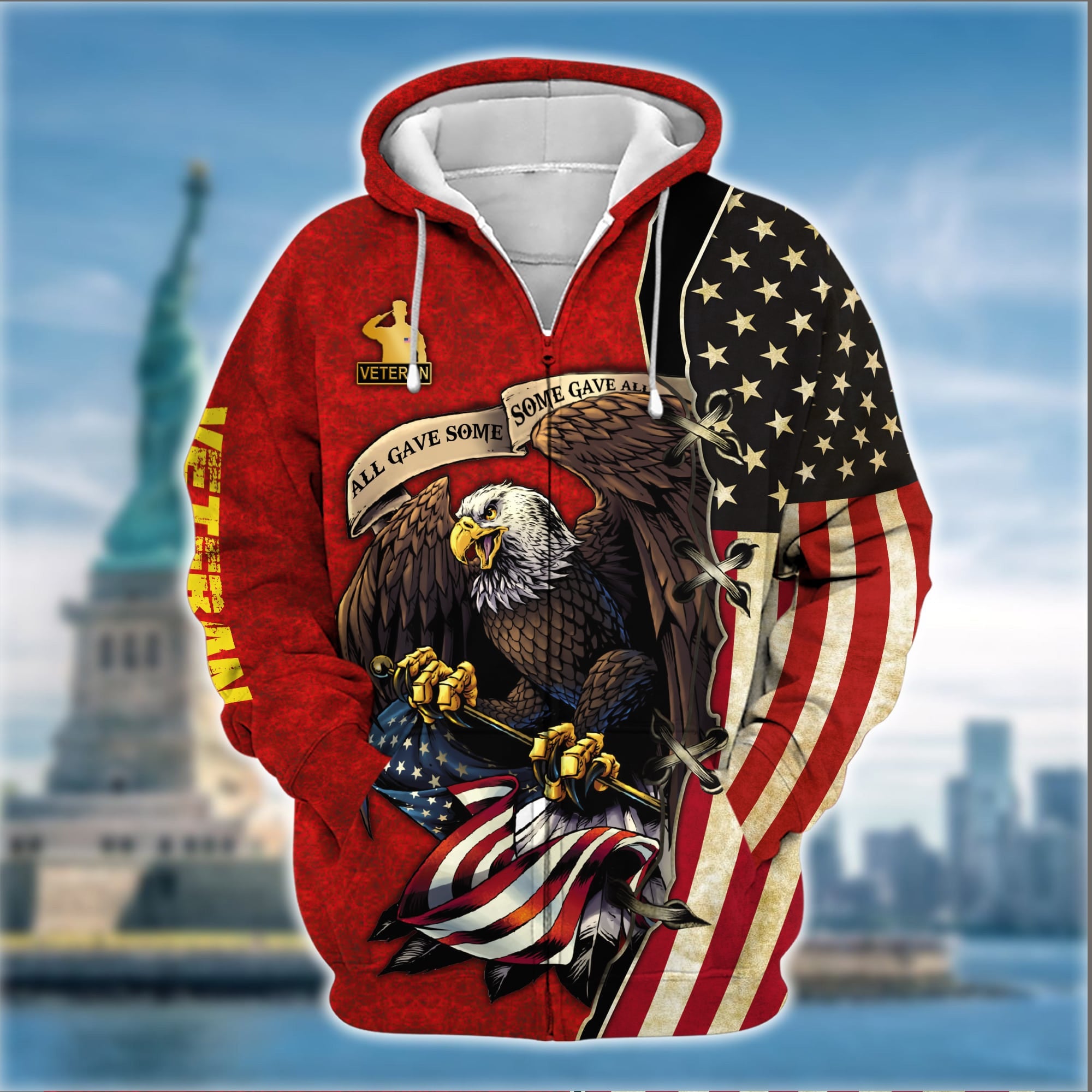 Premium U.S Multiple Service Veteran Zip Hoodie