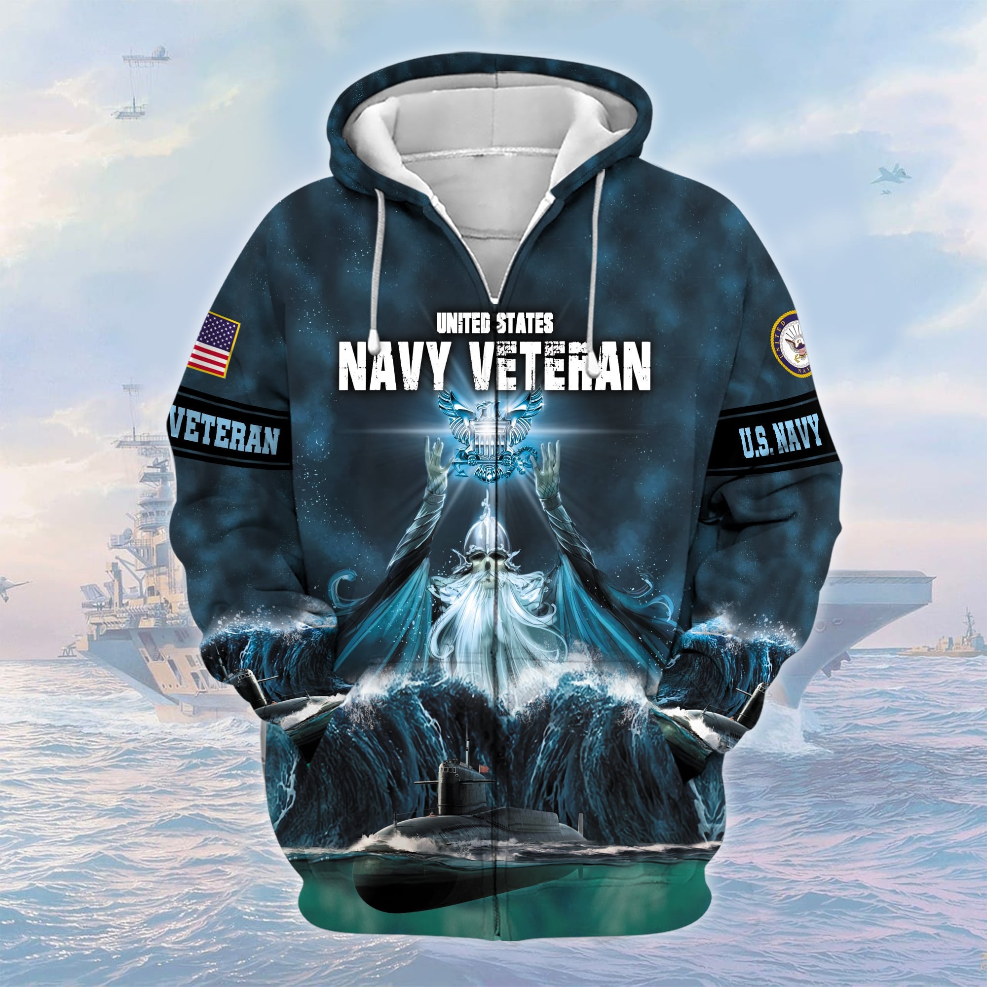 Premium U.S Navy Veteran Zip Hoodie