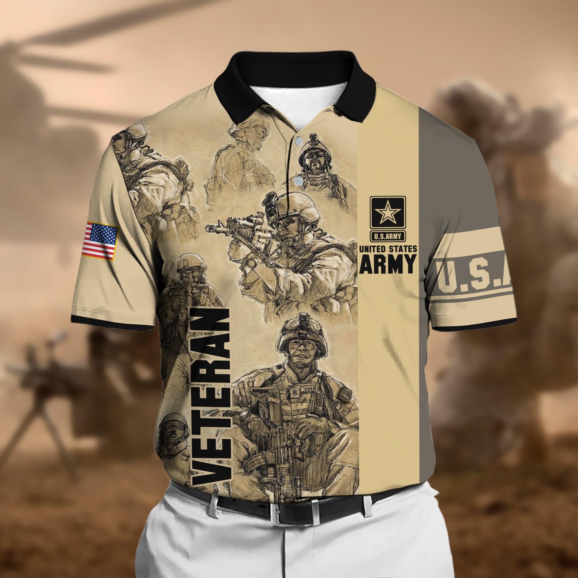 Premium U.S Multiple Service Veteran Polo Shirt