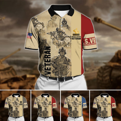 Premium U.S Multiple Service Veteran Polo Shirt