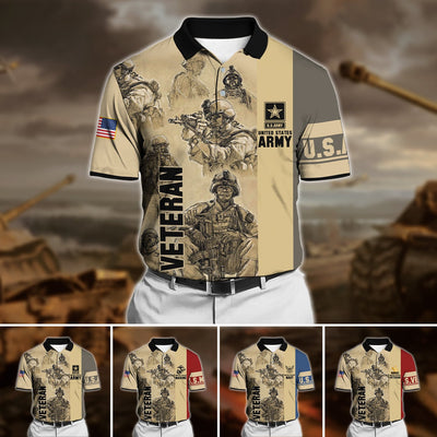 Premium U.S Multiple Service Veteran Polo Shirt