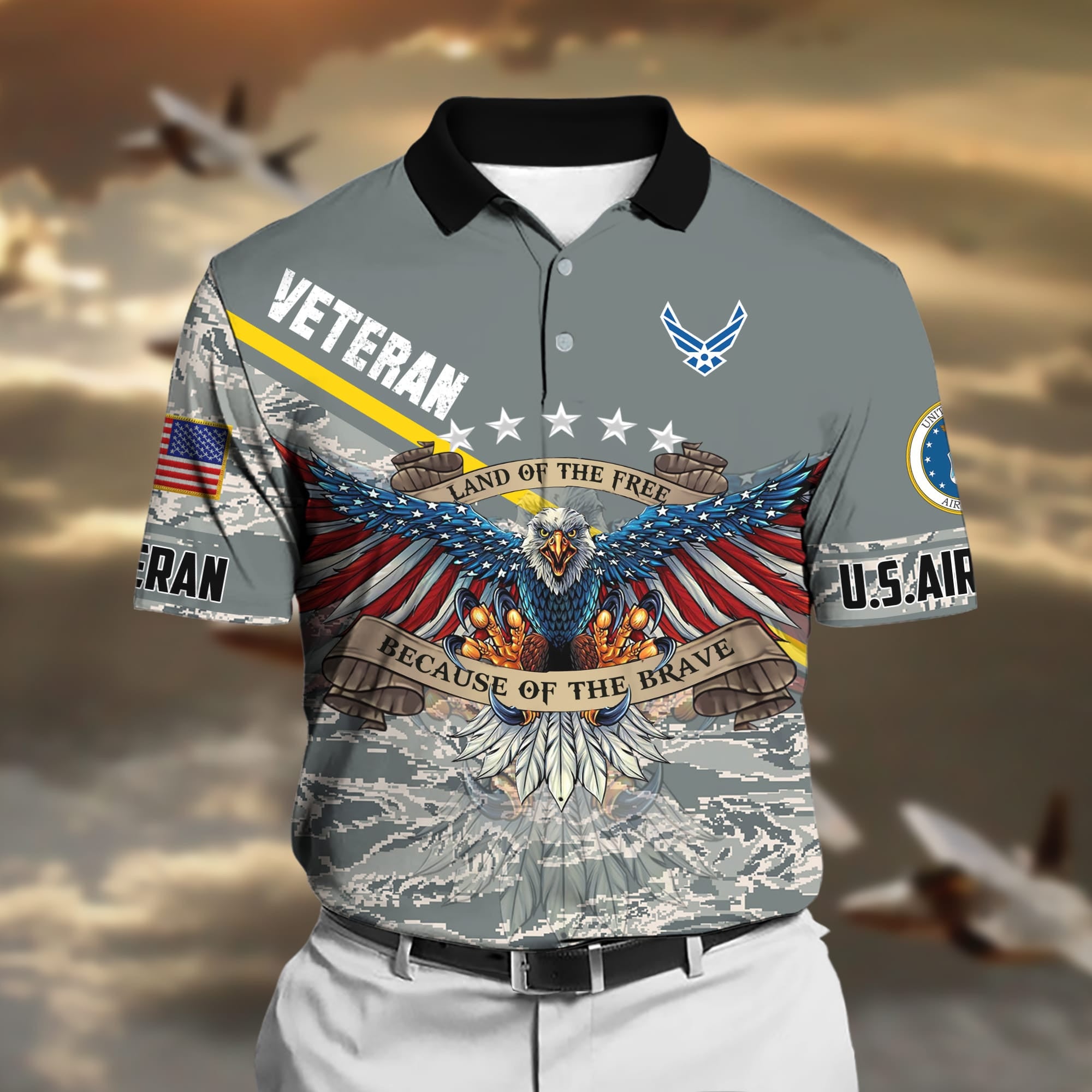 Premium U.S Multiple Service Veteran Polo Shirt