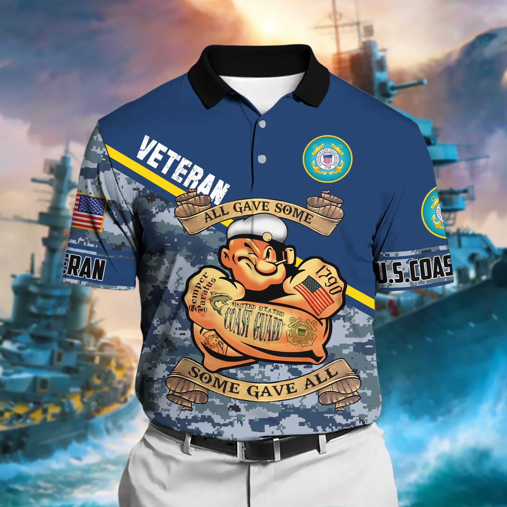 Unique U.S Multiple Service Veteran Polo Shirt