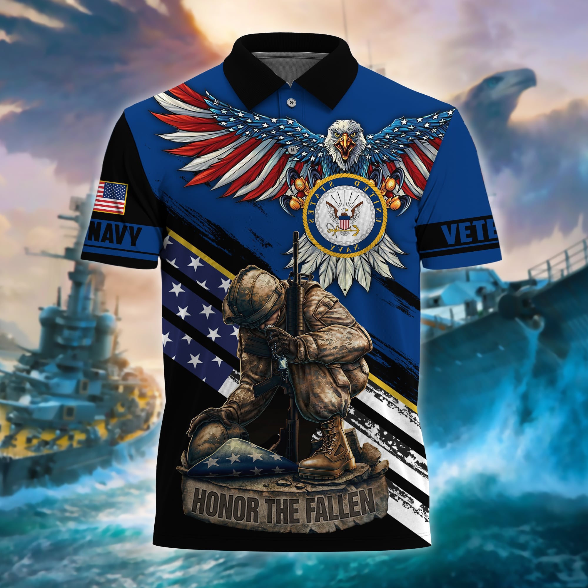 Premium U.S Multiple Service Veteran Polo Shirt
