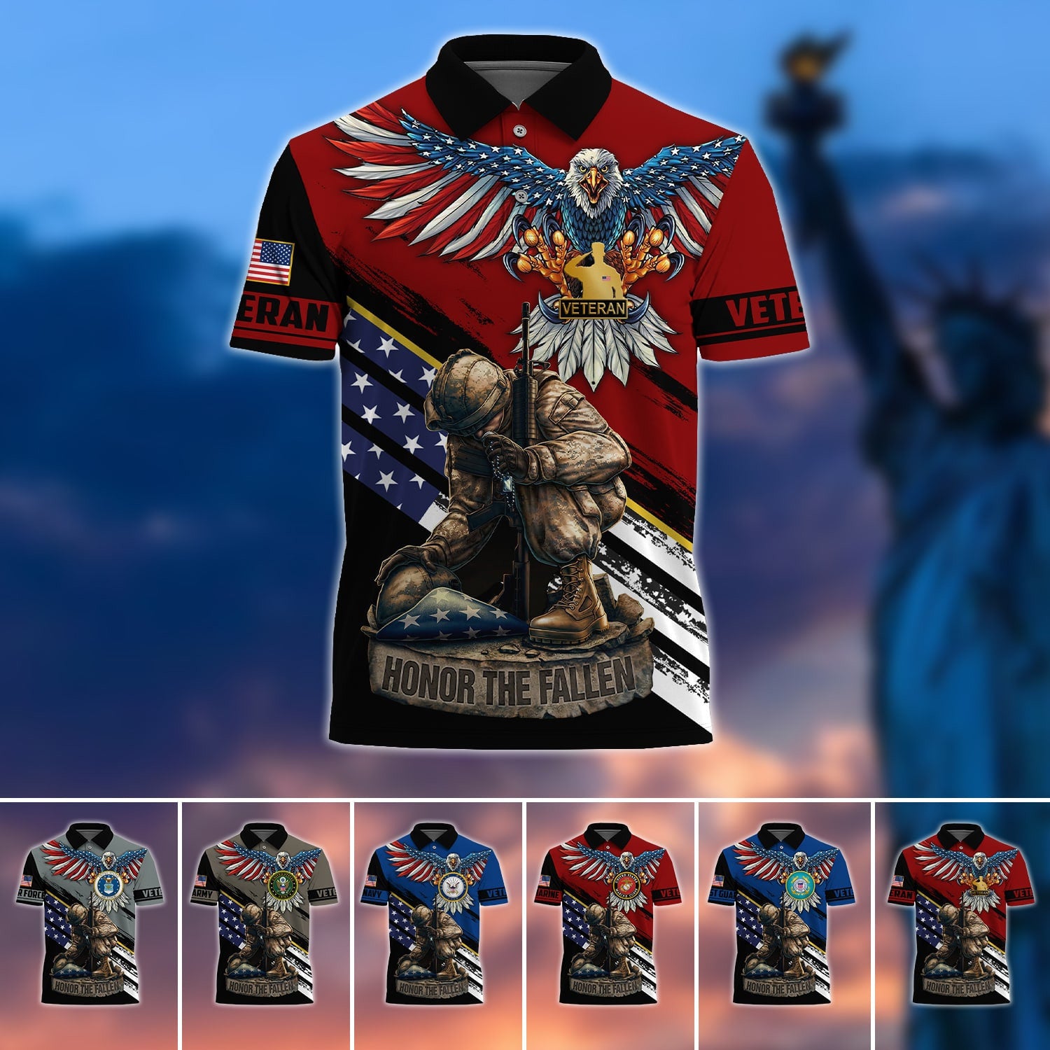 Premium U.S Multiple Service Veteran Polo Shirt