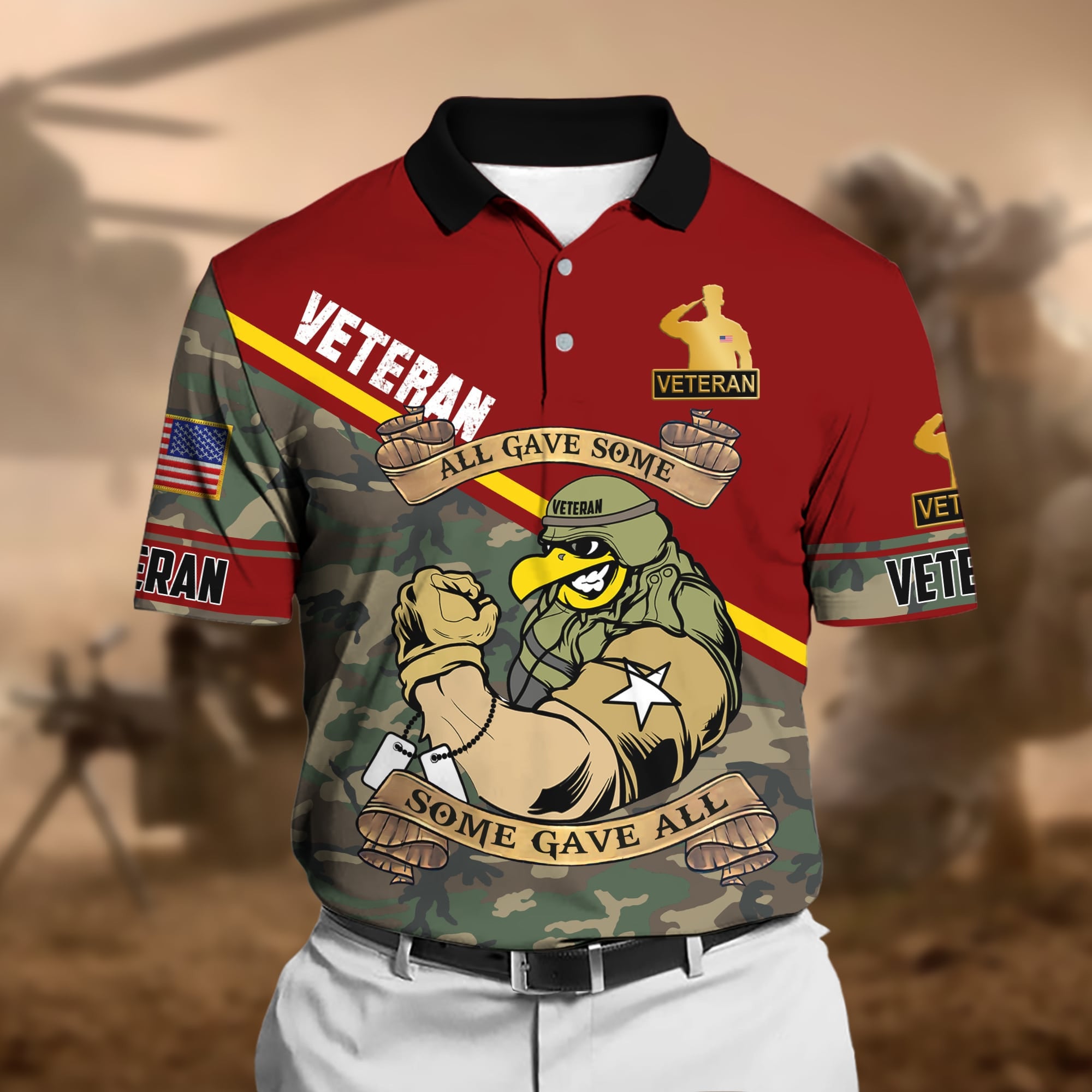 Unique U.S Multiple Service Veteran Polo Shirt