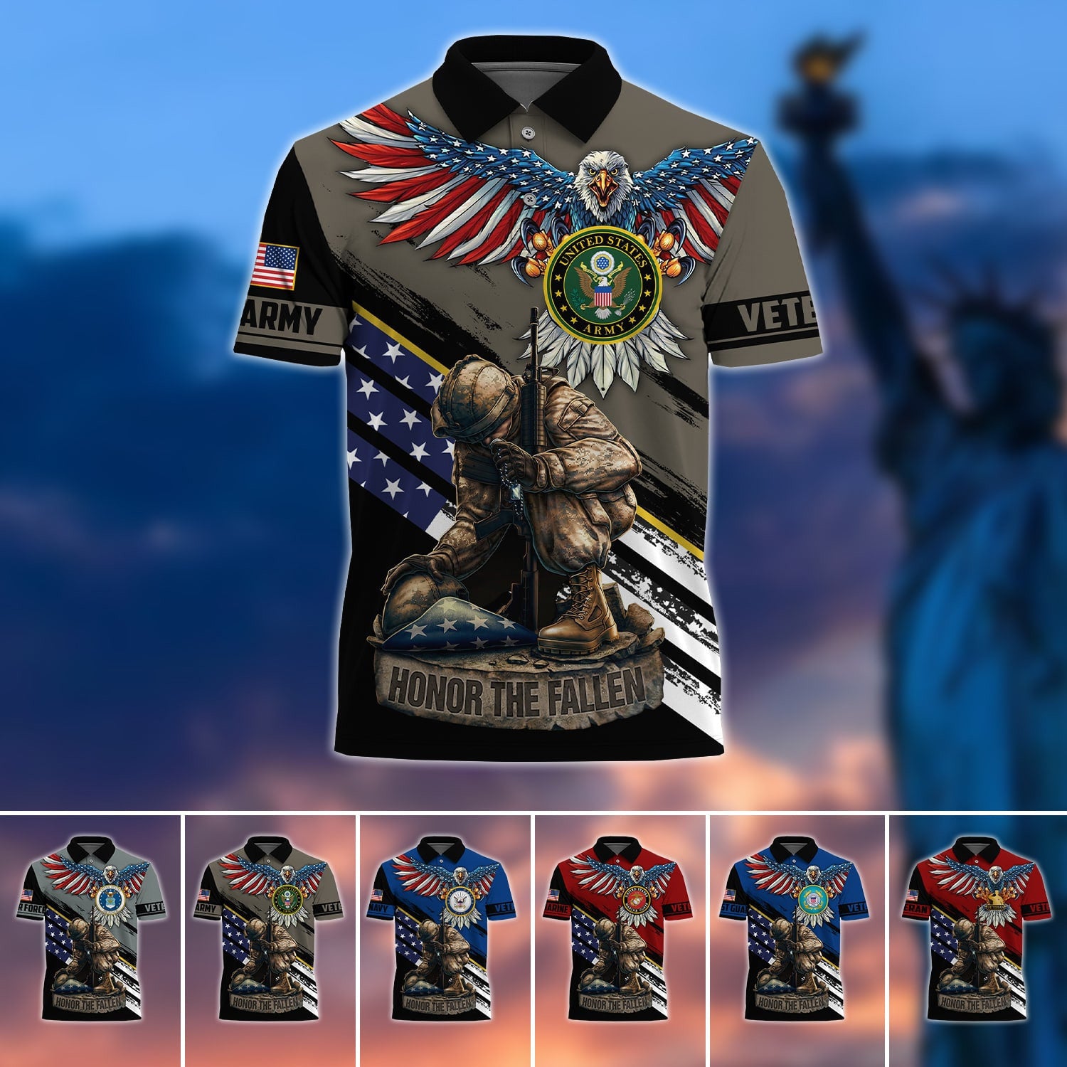 Premium U.S Multiple Service Veteran Polo Shirt
