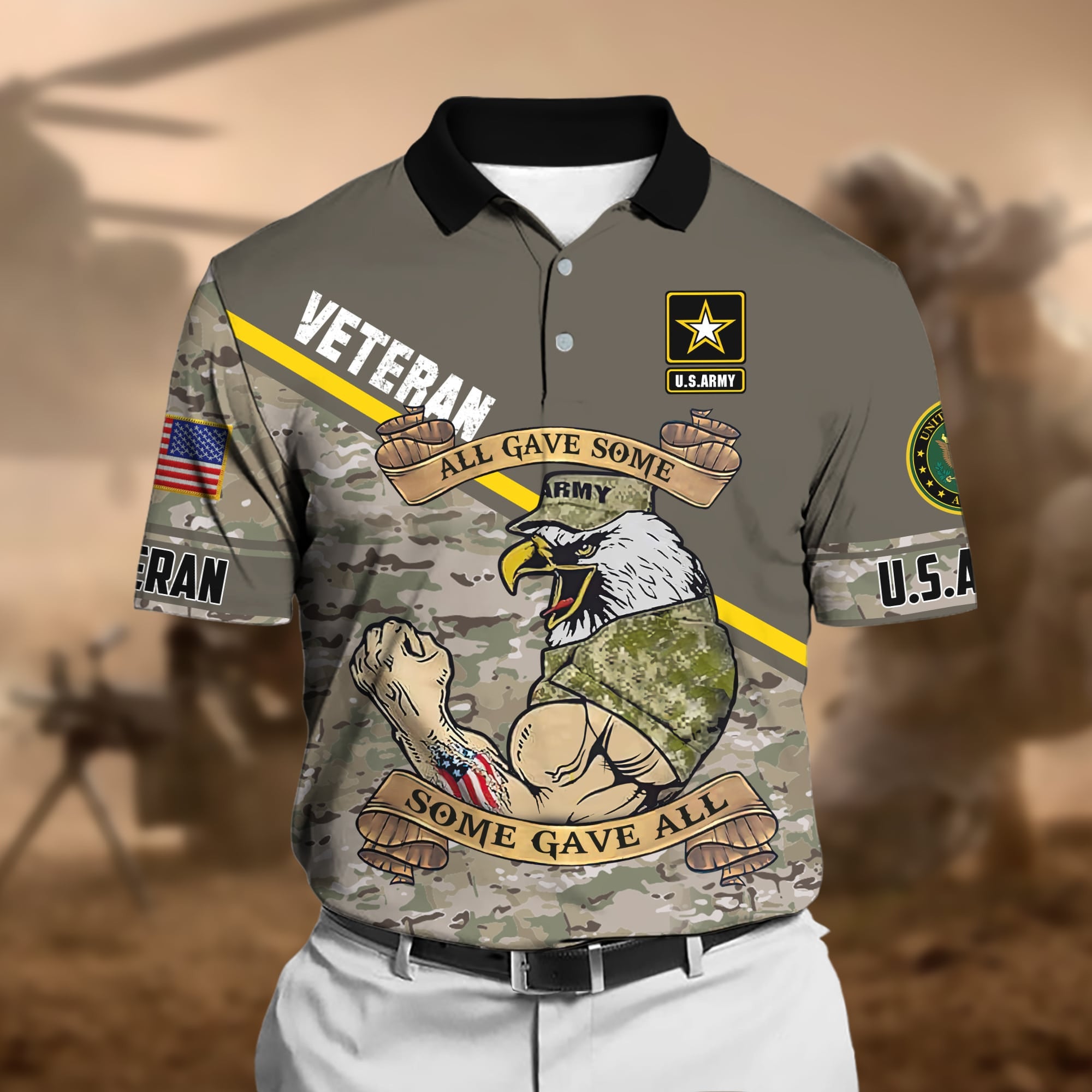 Unique U.S Multiple Service Veteran Polo Shirt