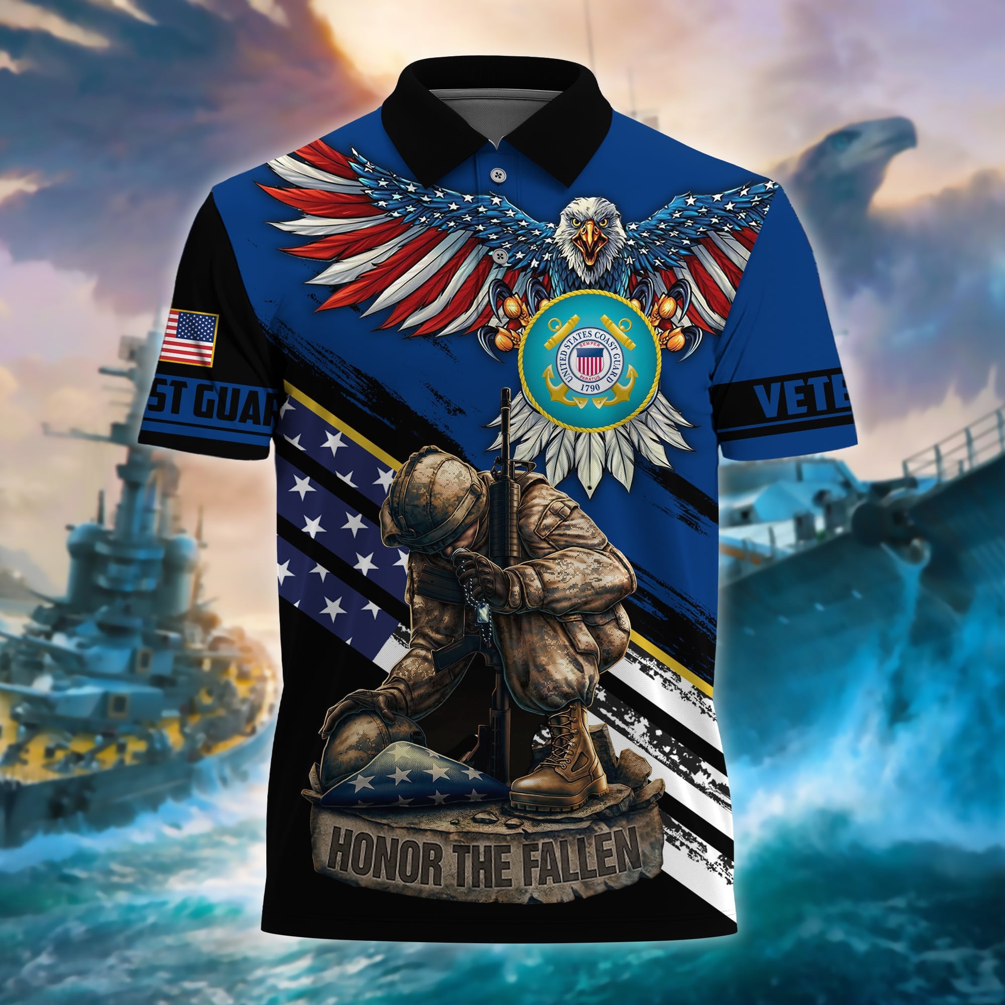Premium U.S Multiple Service Veteran Polo Shirt