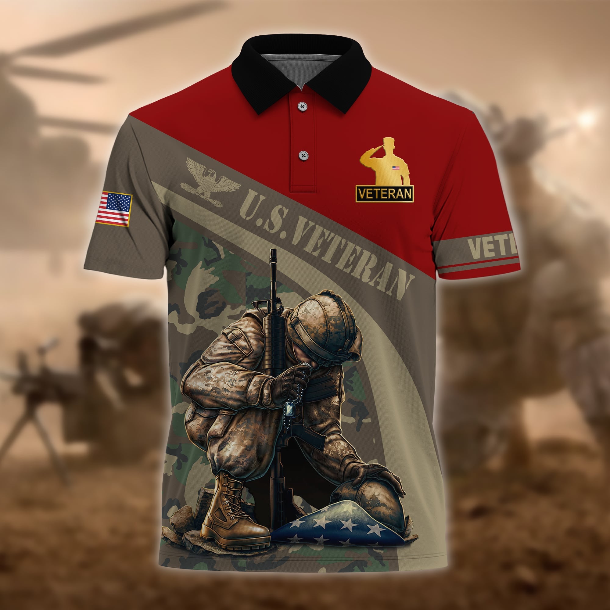 Premium U.S Multiple Service Veteran Polo Shirt