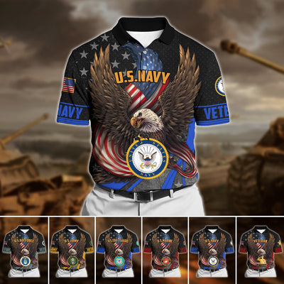 Premium U.S Multiple Service Veteran Polo Shirt