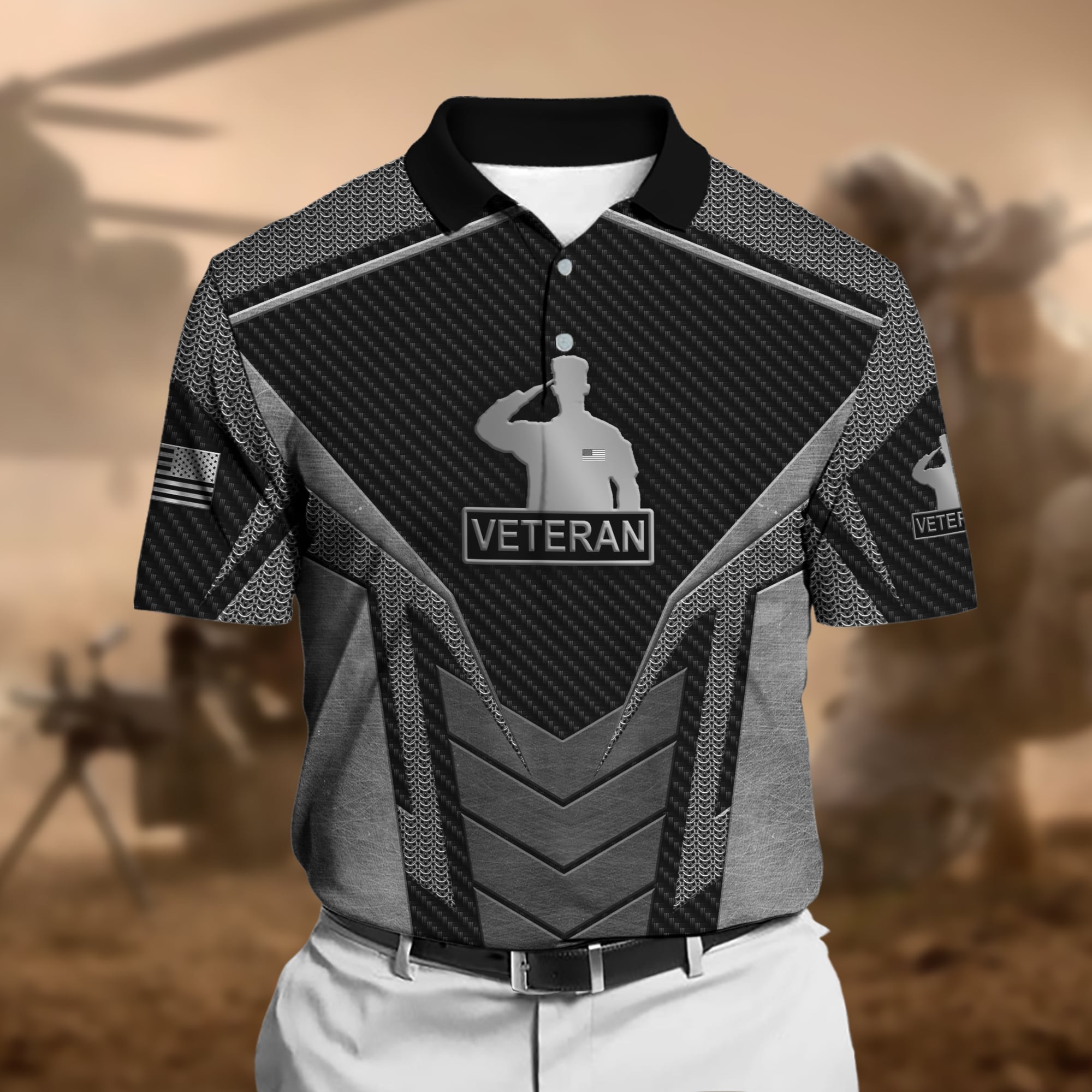 Premium U.S Multiple Service Veteran Polo Shirt