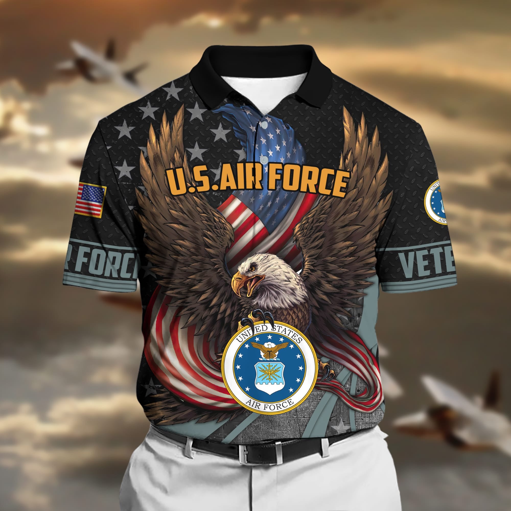 Premium U.S Multiple Service Veteran Polo Shirt