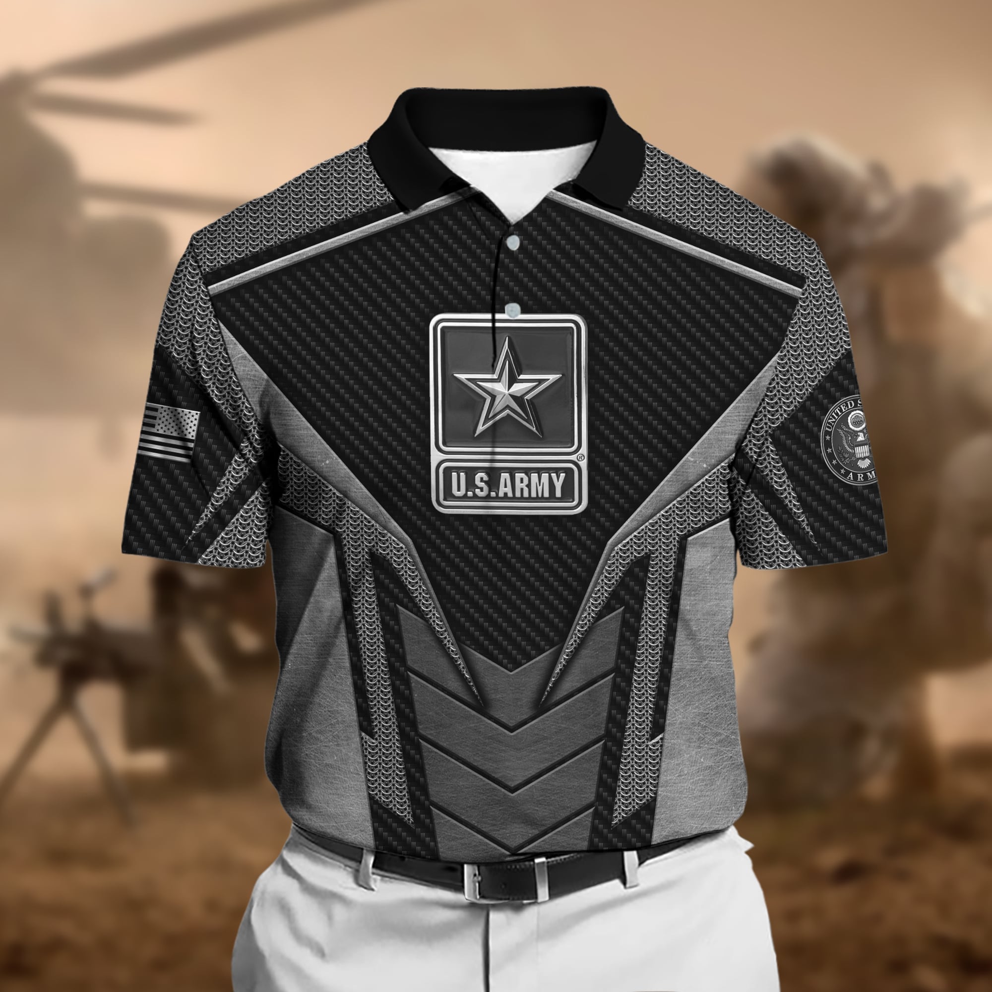 Premium U.S Multiple Service Veteran Polo Shirt