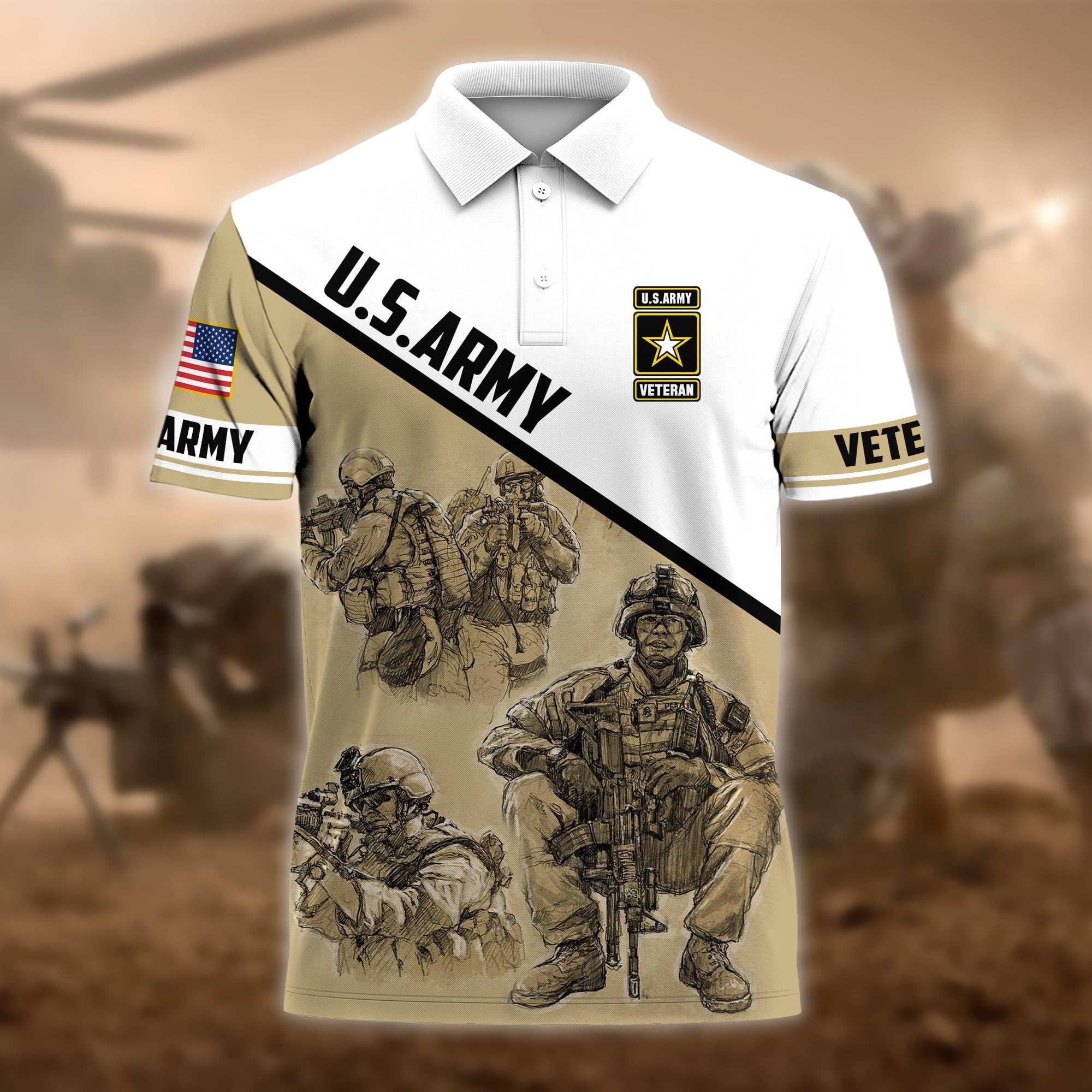 Premium U.S Multiple Service Veteran Polo Shirt