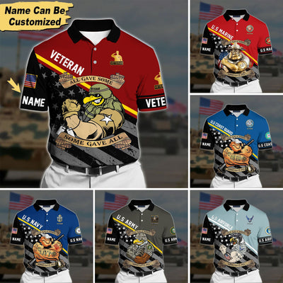 Premium Personalised U.S Multiple Service Veteran Polo Shirt