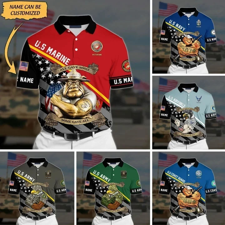 Premium Personalised U.S Multiple Service Veteran Polo Shirt
