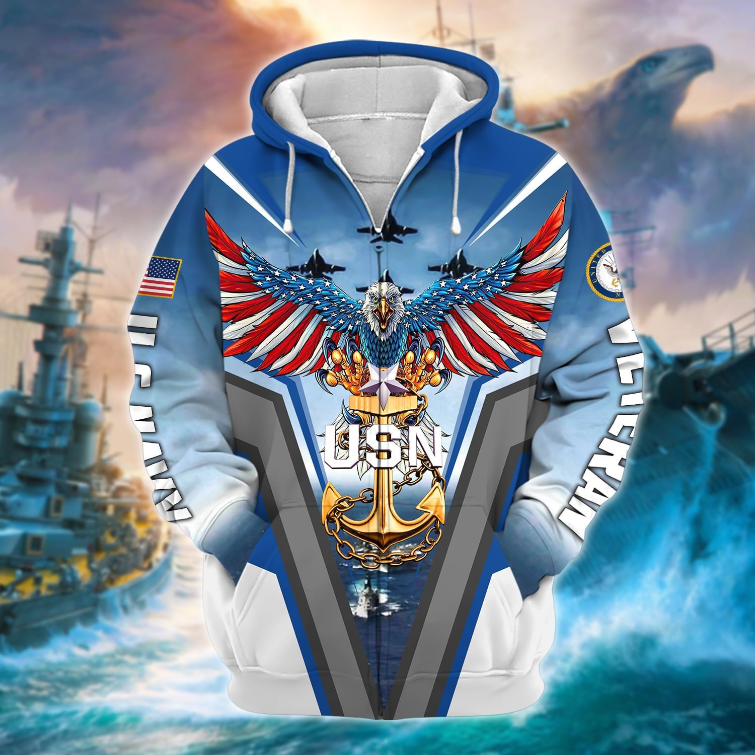 Premium U.S. Navy Veteran Zip Hoodie