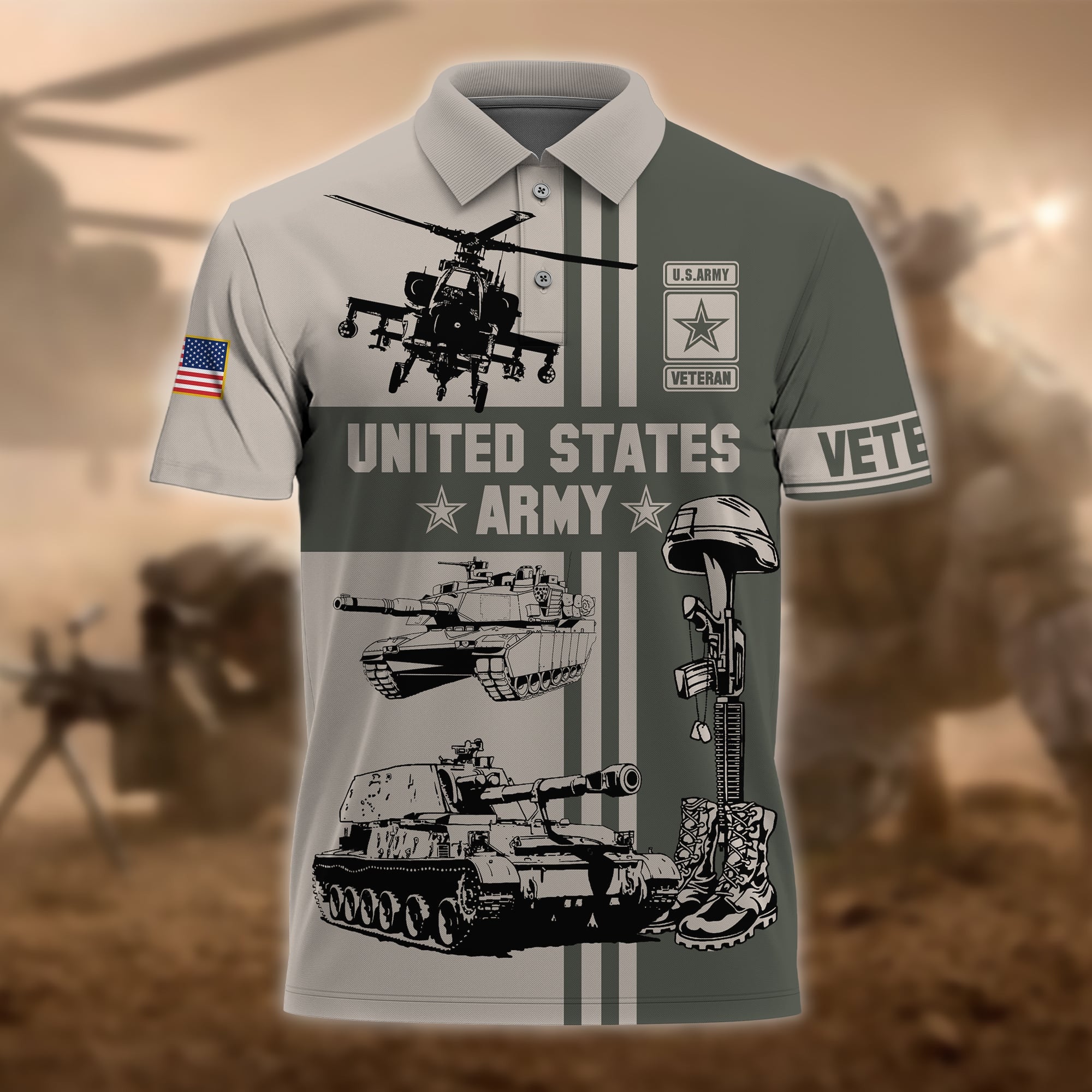 Premium U.S Multiple Service Veteran Polo Shirt