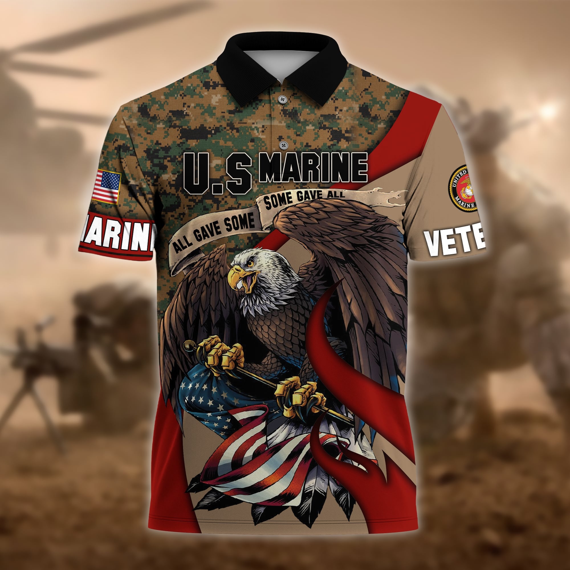 Premium U.S Multiple Service Veteran Polo Shirt