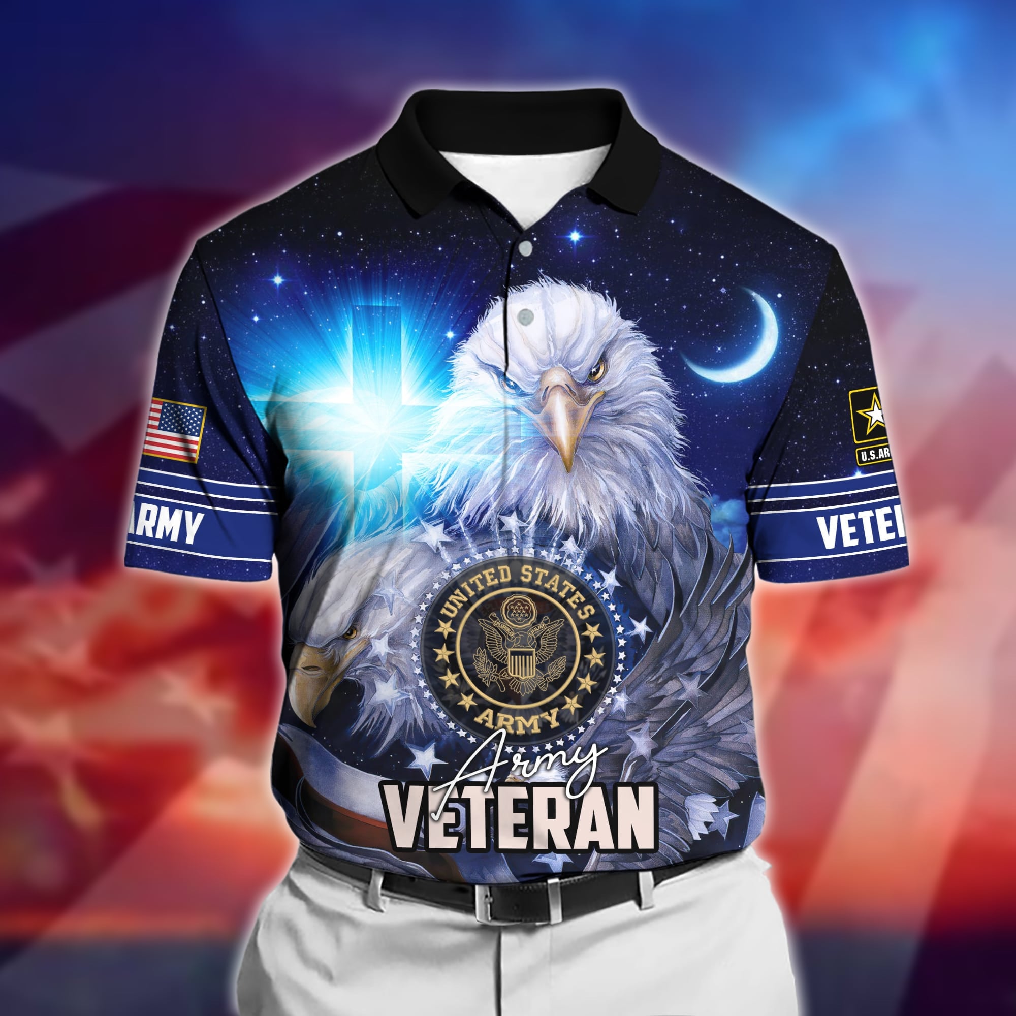 Premium U.S Multiple Service Veteran Polo Shirt