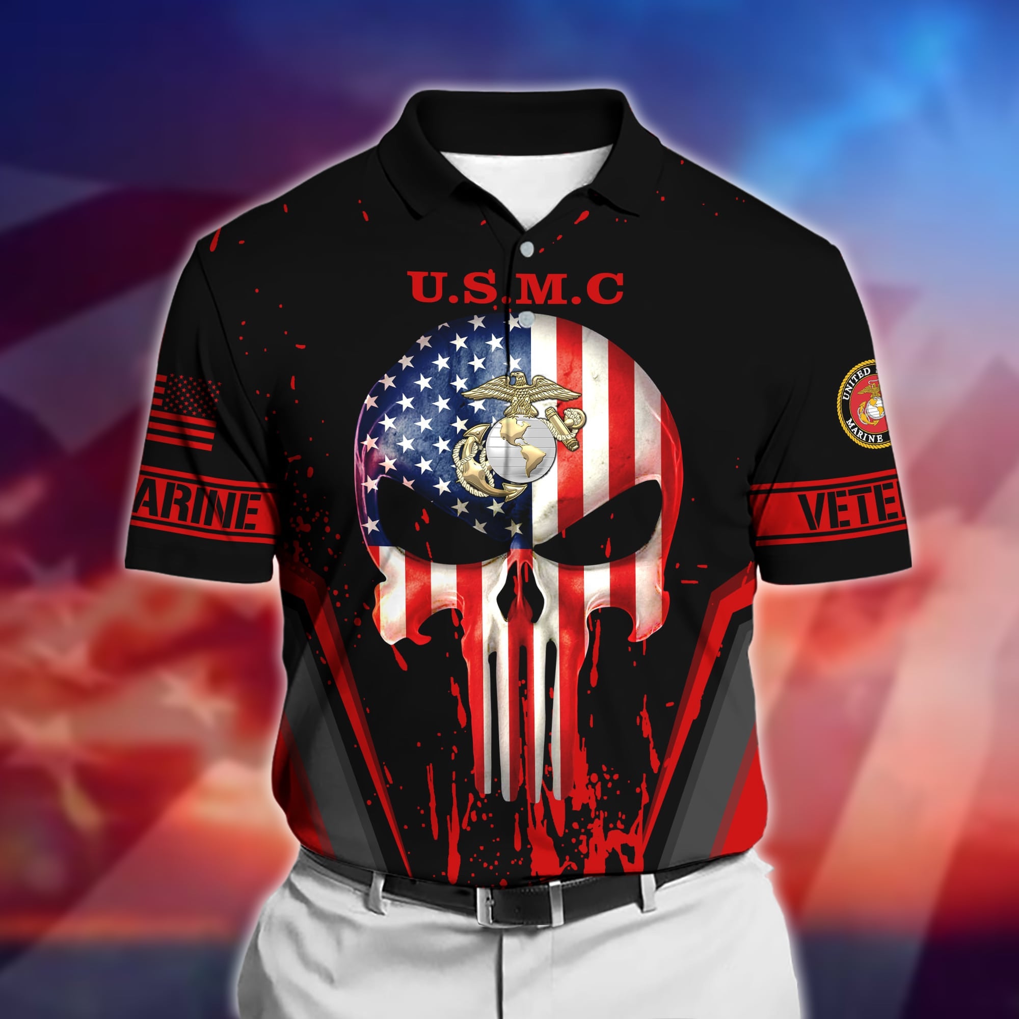 Premium U.S Multiple Service Veteran Polo Shirt