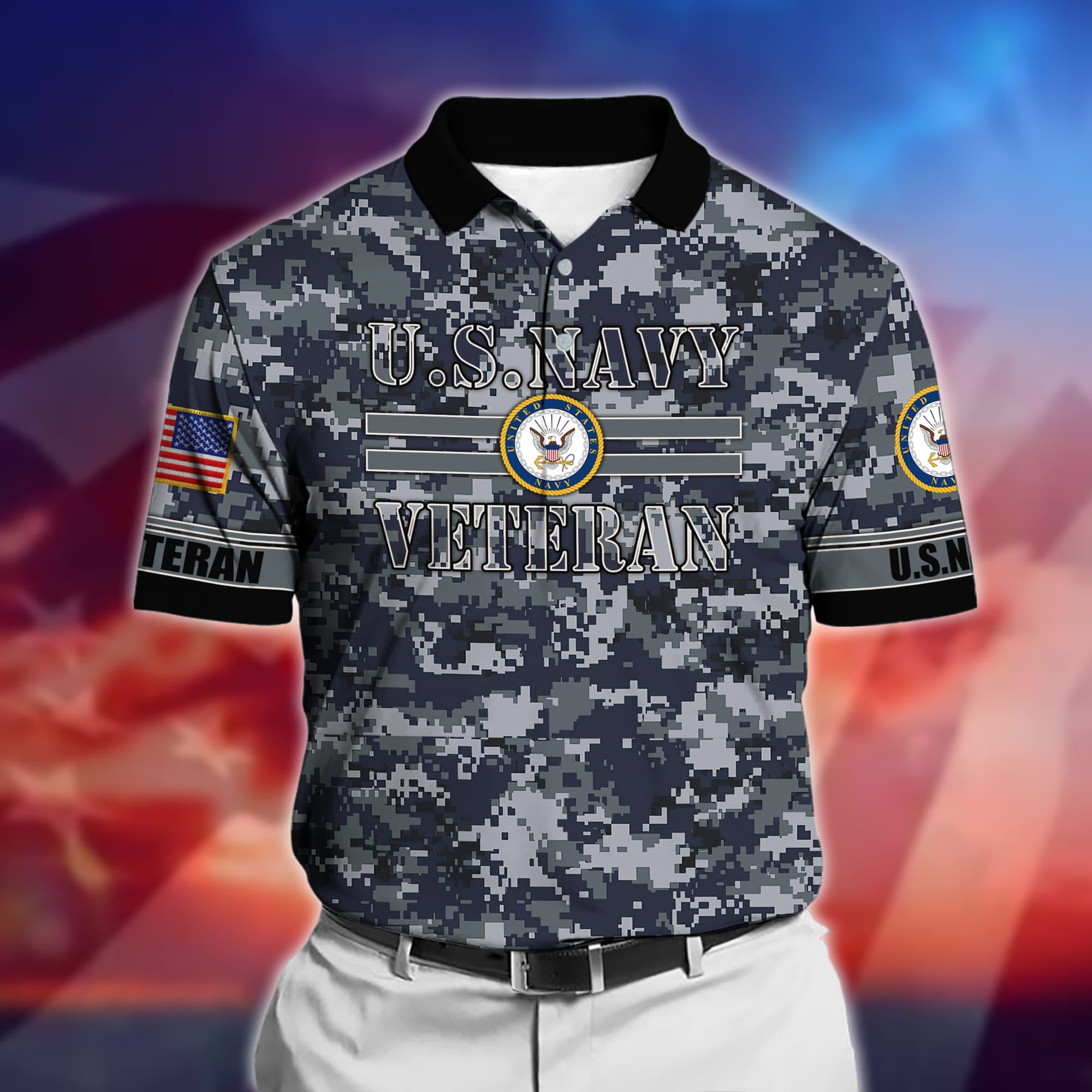 Premium U.S Multiple Service Veteran Polo Shirt
