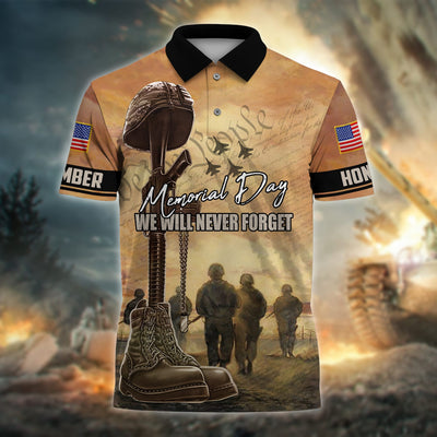 Premium Memorial Day We Will Never Forget Polo Shirt