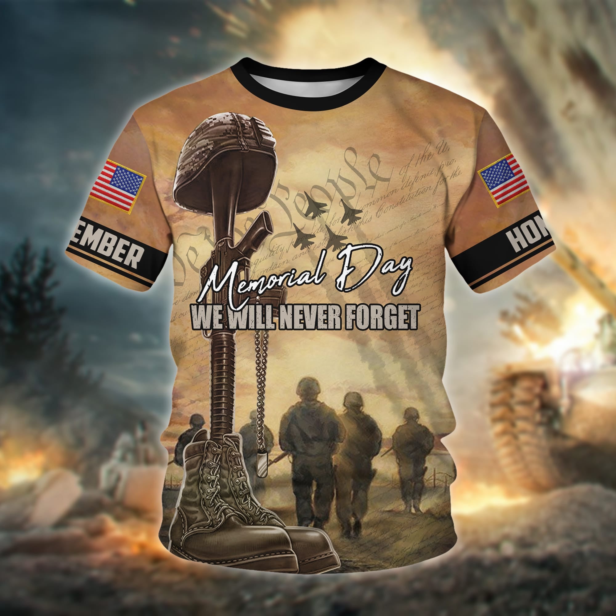 Premium Memorial Day We Will Never Forget Polo Shirt