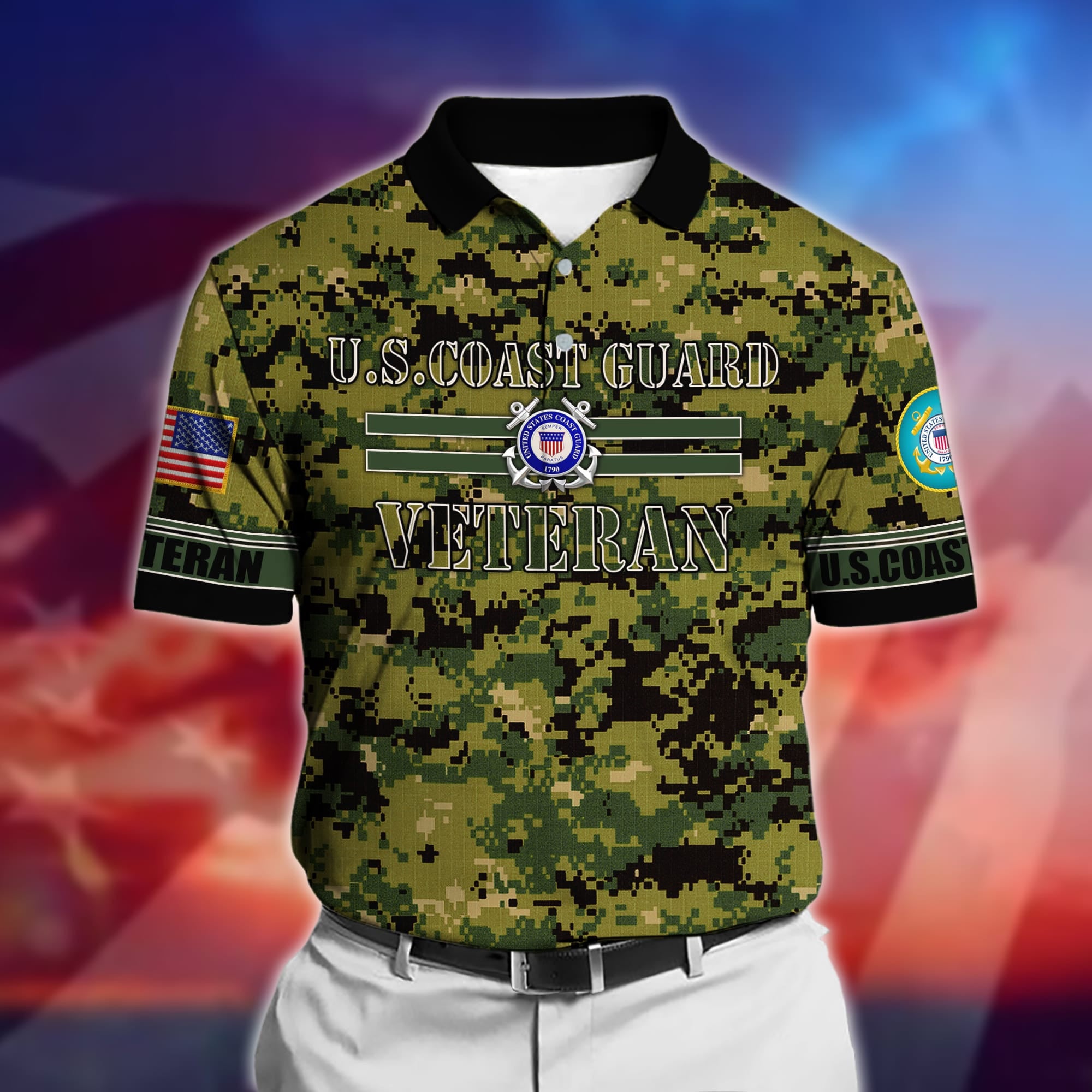 Premium U.S Multiple Service Veteran Polo Shirt