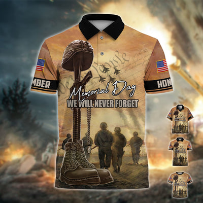 Premium Memorial Day We Will Never Forget Polo Shirt