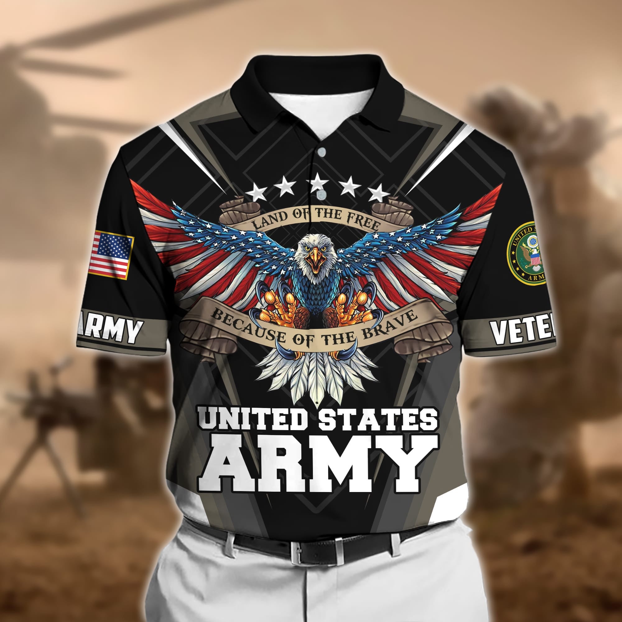 Premium U.S Multiple Service Veteran Polo Shirt