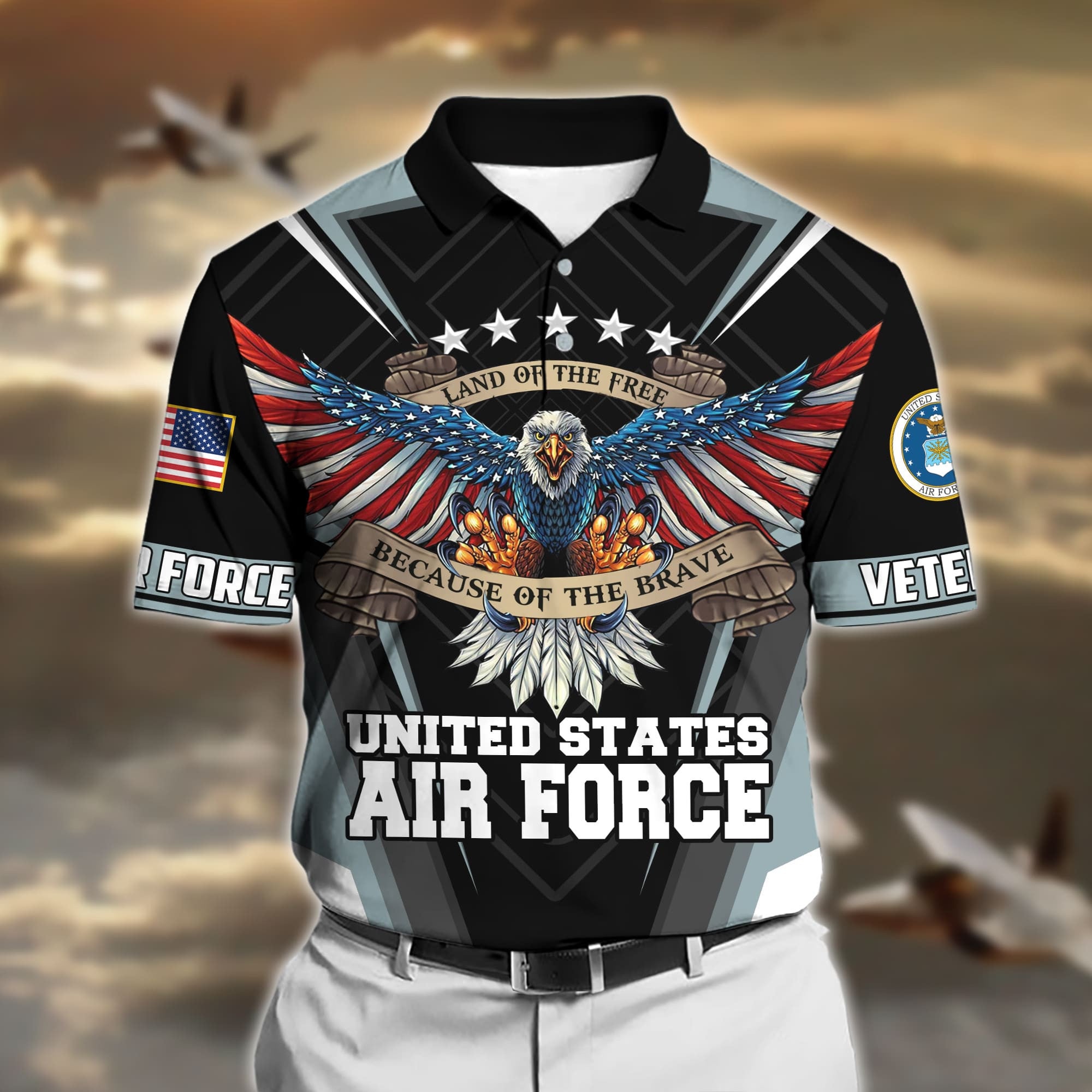 Premium U.S Multiple Service Veteran Polo Shirt