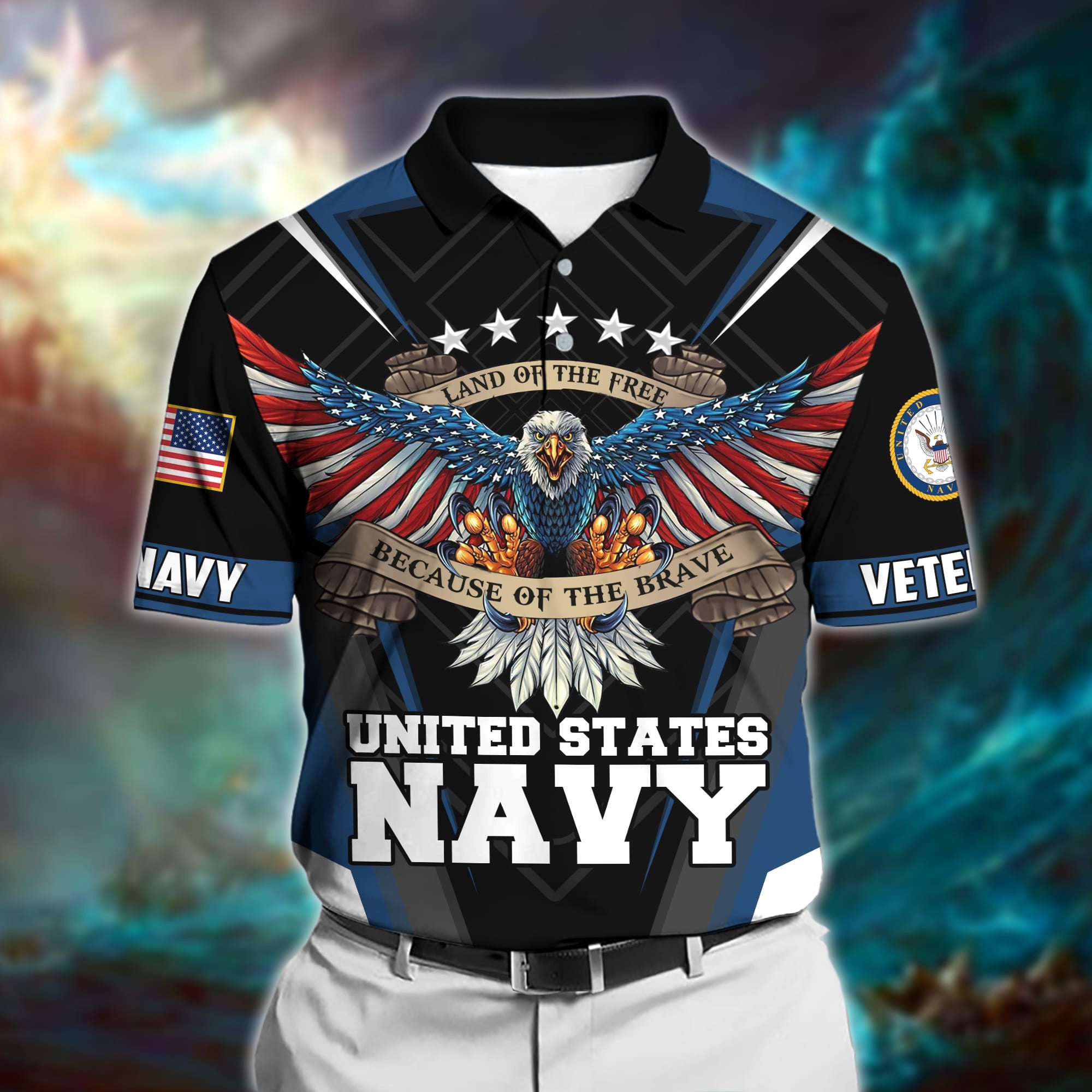 Premium U.S Multiple Service Veteran Polo Shirt