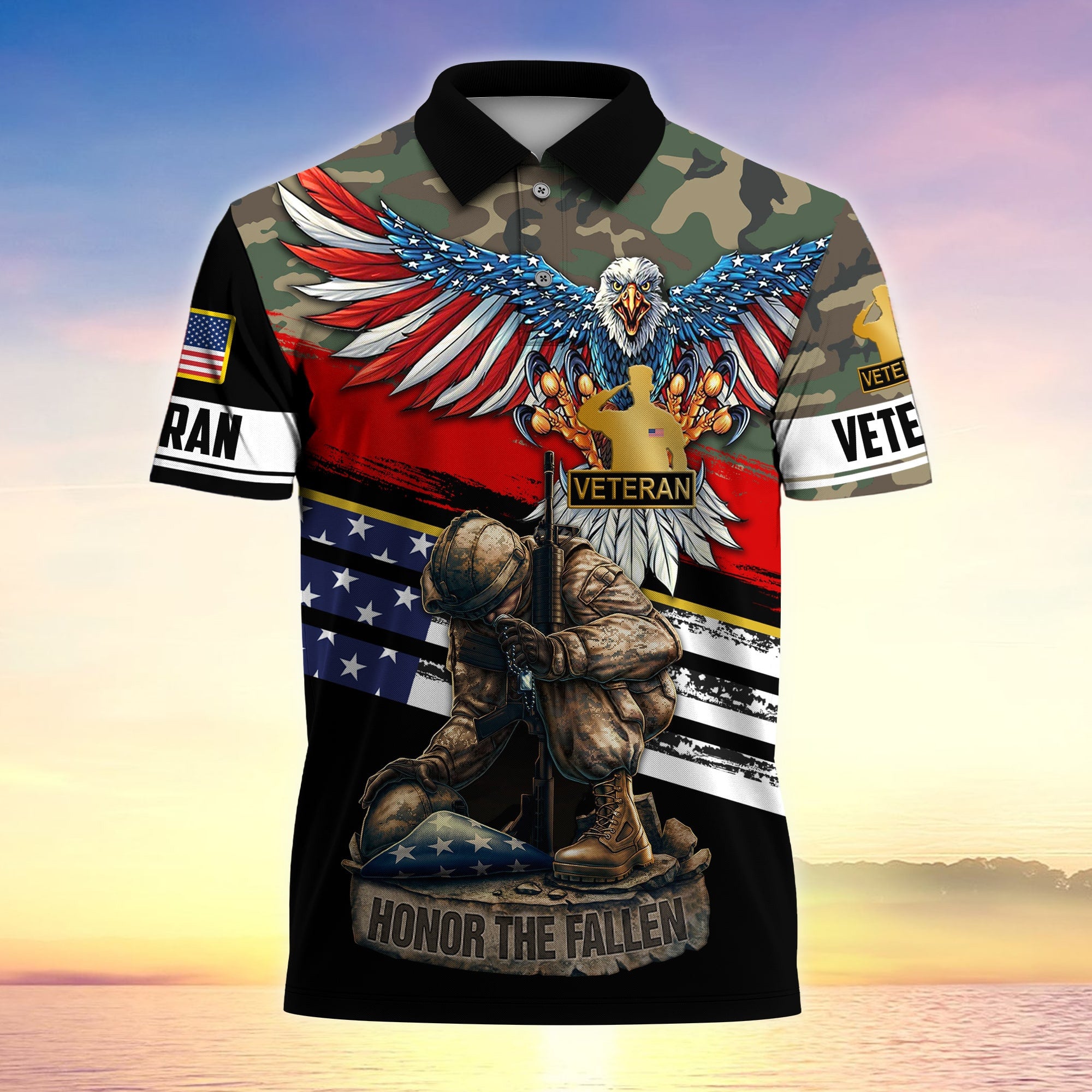 Premium U.S Multiple Service Veteran Polo Shirt