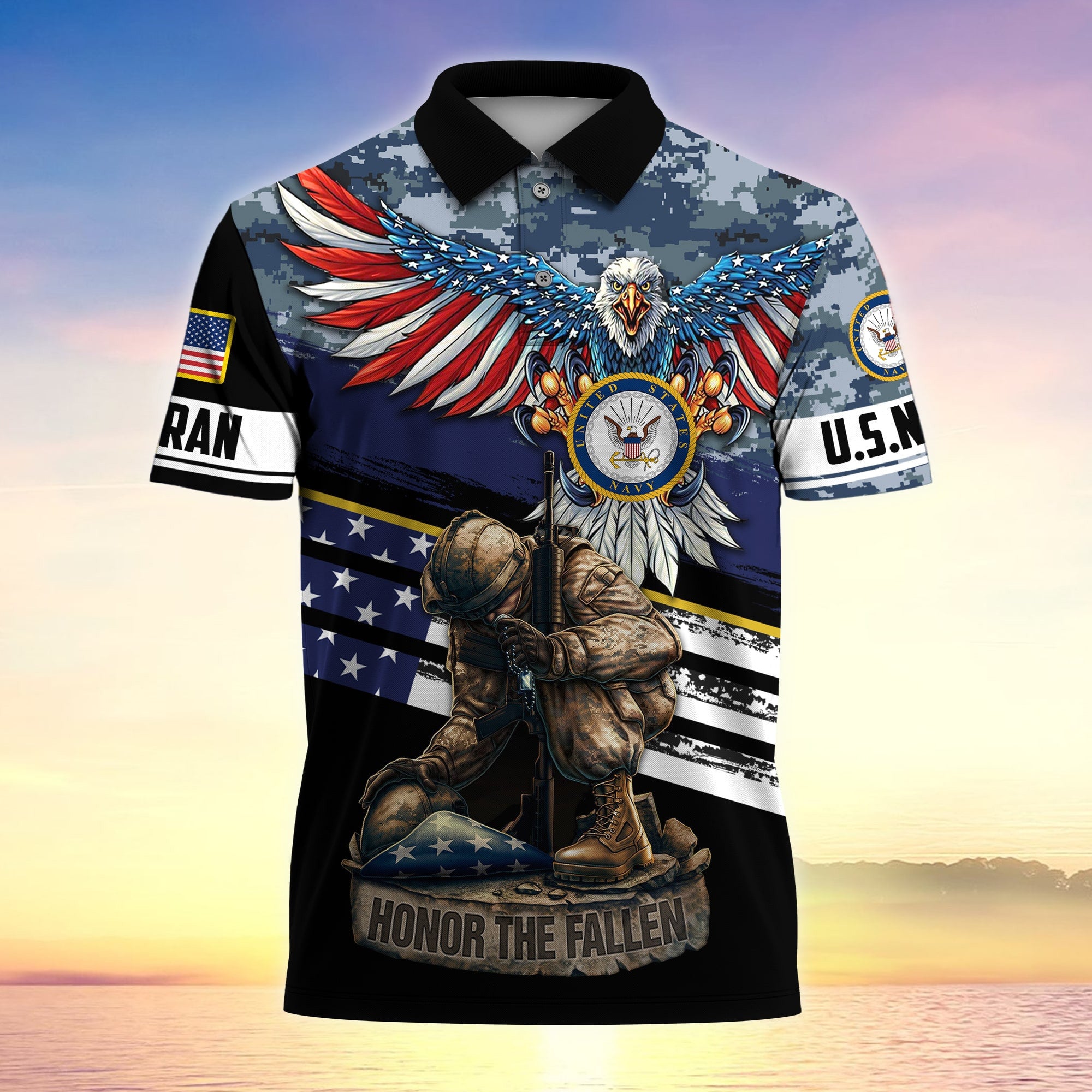 Premium U.S Multiple Service Veteran Polo Shirt