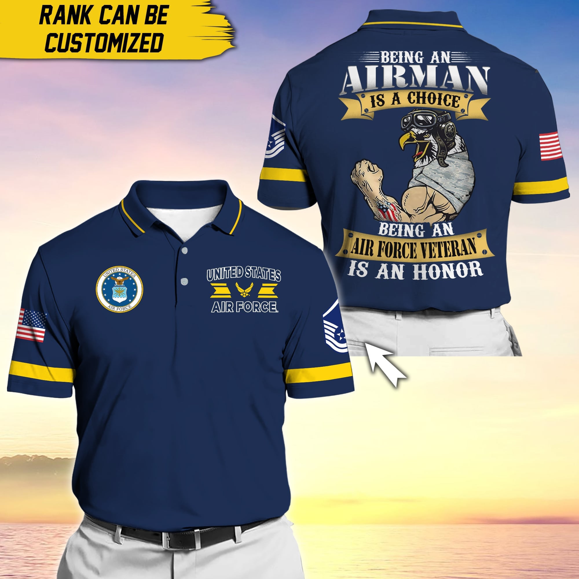 Premium Personalise U.S Multiple Service Veteran Polo Shirt