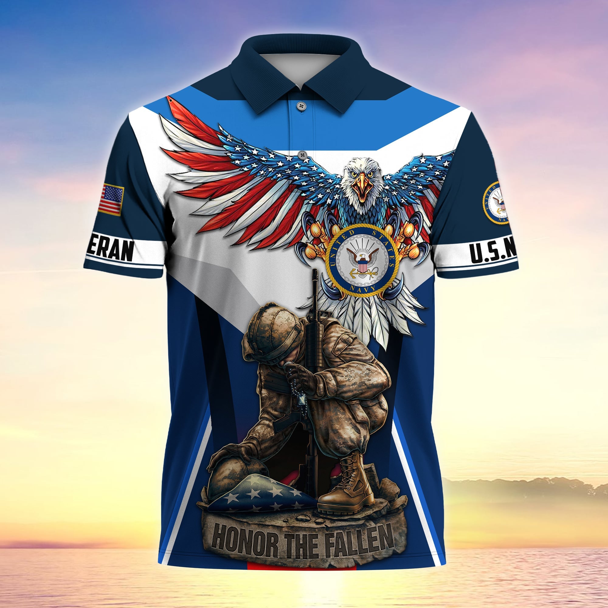 Premium U.S Multiple Service Veteran Polo Shirt