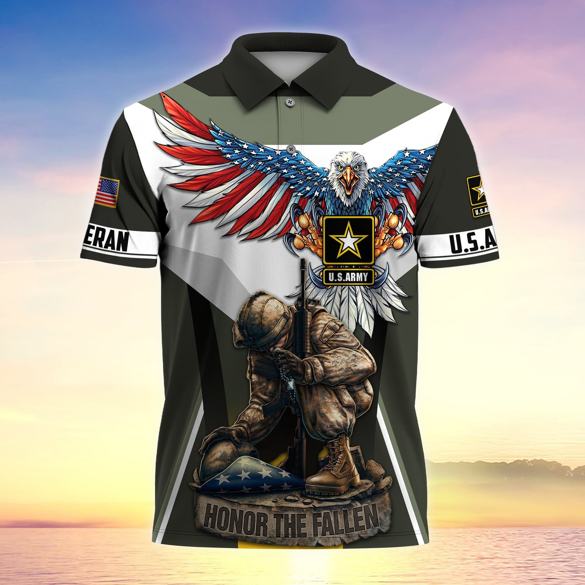 Premium U.S Multiple Service Veteran Polo Shirt